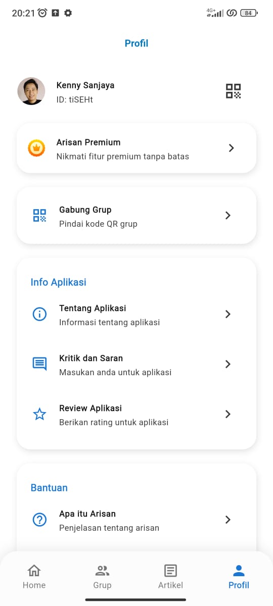 Halaman profil pengguna